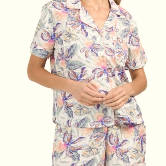 Isaac Mizrahi Sleepwear 2pc Tropical Floral Short Sleeve Pajamas Pj’s Set Sz L - Picture 13 of 13